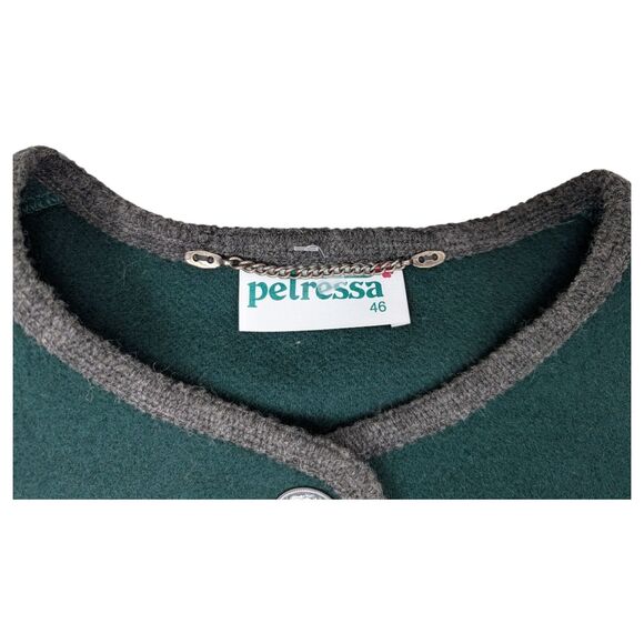Petressa Blazer Women's 46 Green Wool Blend Edelweiss Embroidery Evergreen VTG - Picture 5 of 11